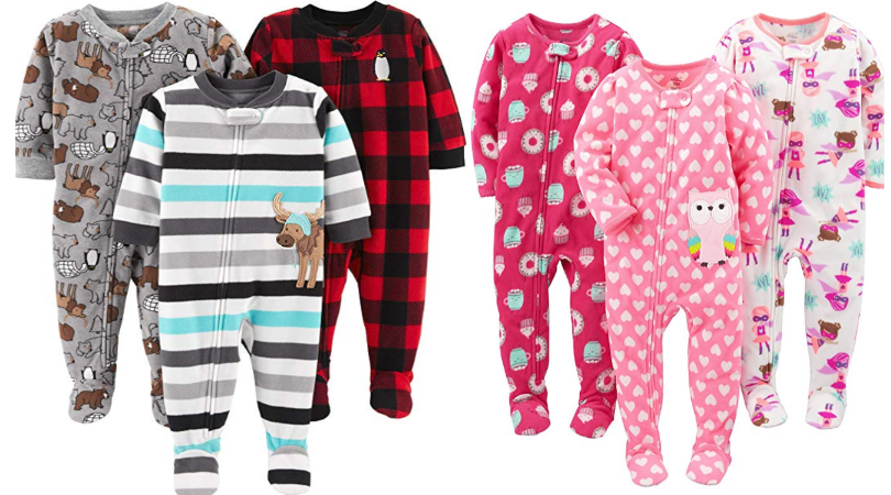 Simple Joys by Carters Baby and Toddler Girls 3-Pack Loose Fit Fleece Footed Pajamas